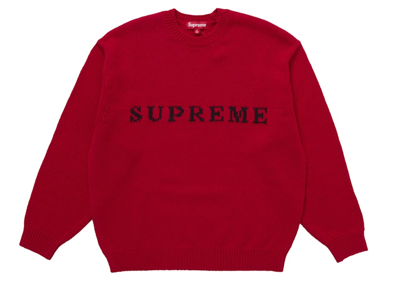 Supreme Contrast Logo Sweater (FW25) Red
