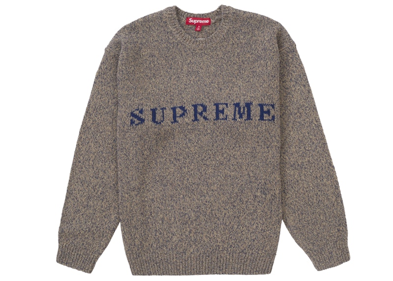 Supreme Contrast Logo Sweater Taupe Melange