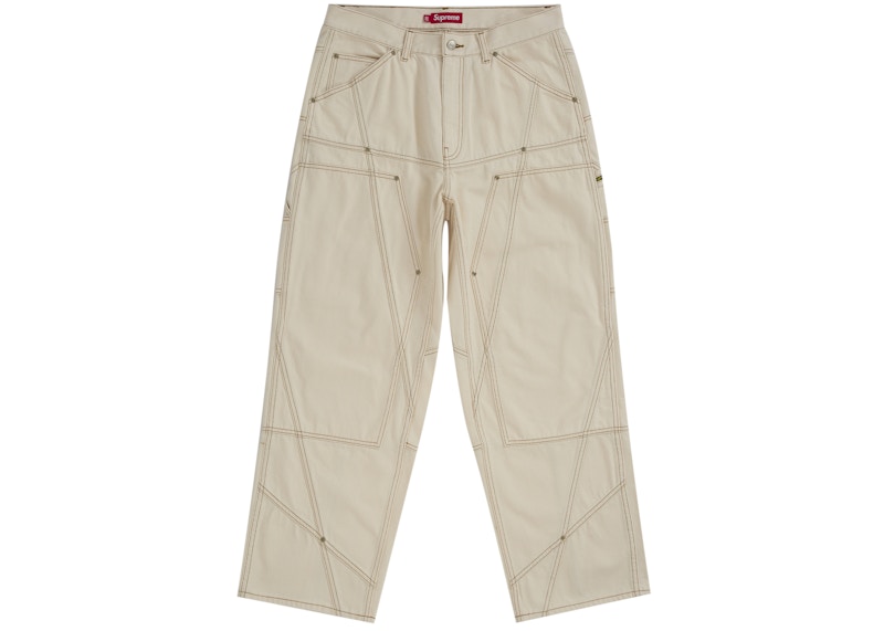 Supreme Contrast Stitch Double Knee Painter Jean Natural