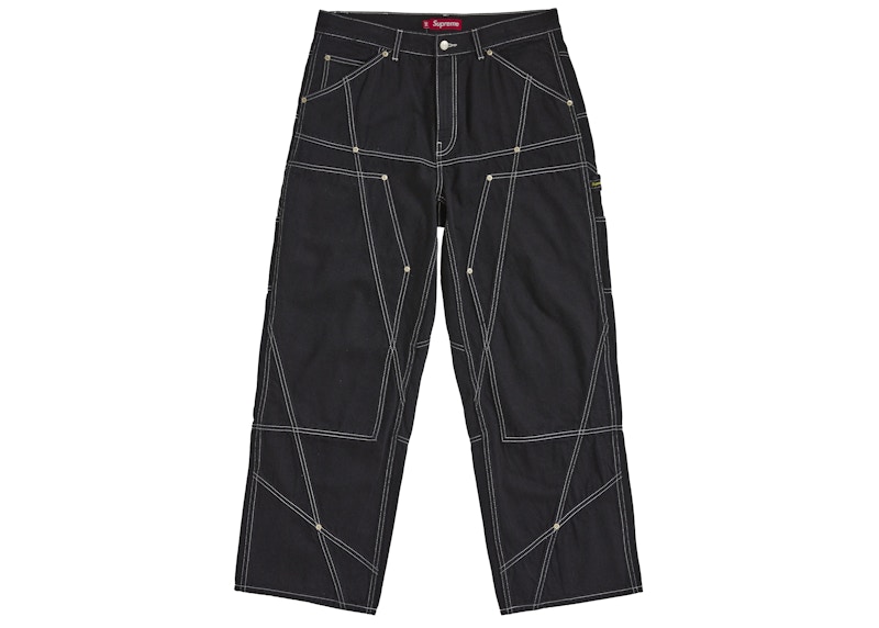 Supreme Contrast Stitch Double Knee Painter Jean Rigid Black