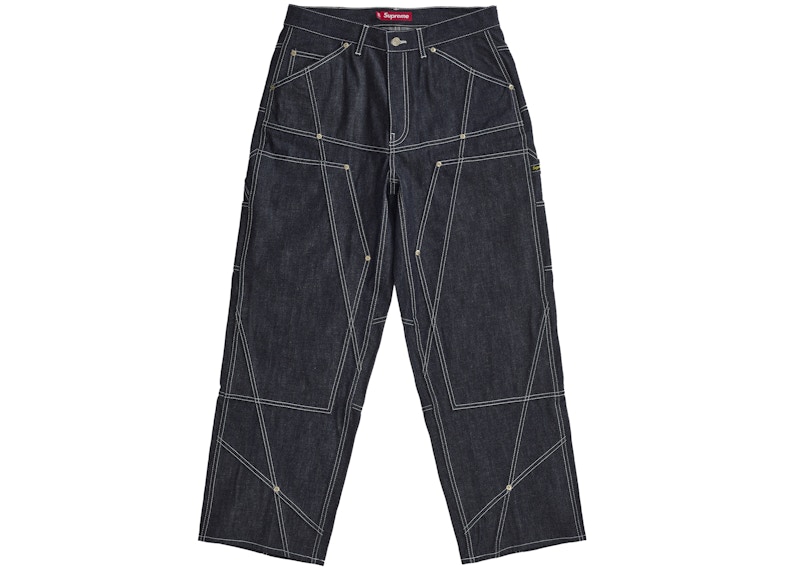 Supreme Contrast Stitch Double Knee Painter Jean Rigid Indigo