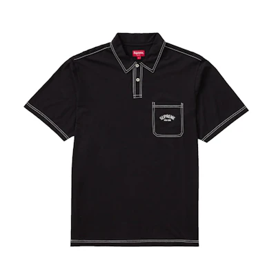 Supreme Contrast Stitch Polo Black