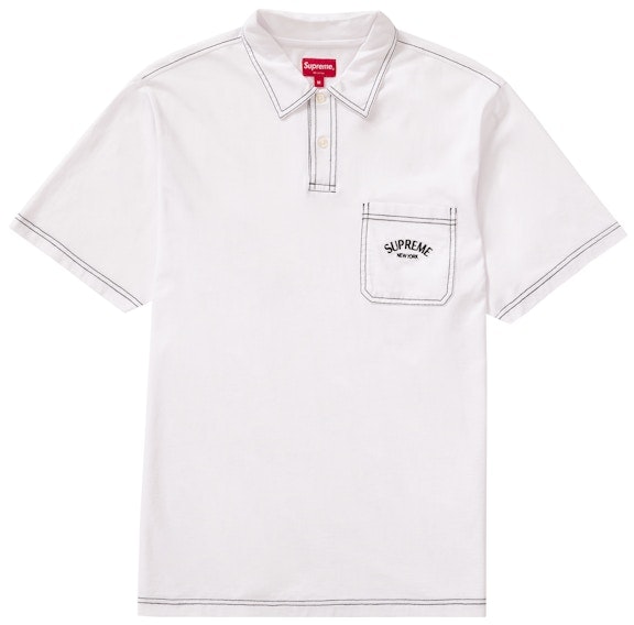 supreme-contrast-stitch-polo-white