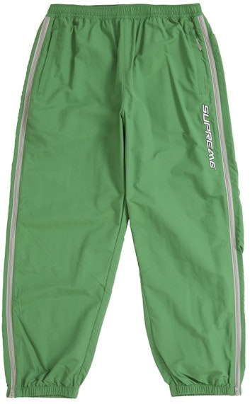 supreme-contrast-zip-warm-up-pant-green