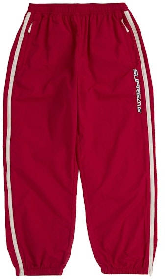 supreme-contrast-zip-warm-up-pant-red