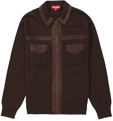 Supreme Sweater Rajut Corduroy Coklat dengan Ritsleting Buy Supreme Sweater Rajut Corduroy Coklat dengan Ritsleting