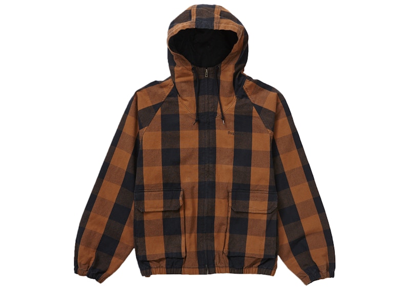 Buy Supreme Cotton Hooded Jacket Brown Plaid