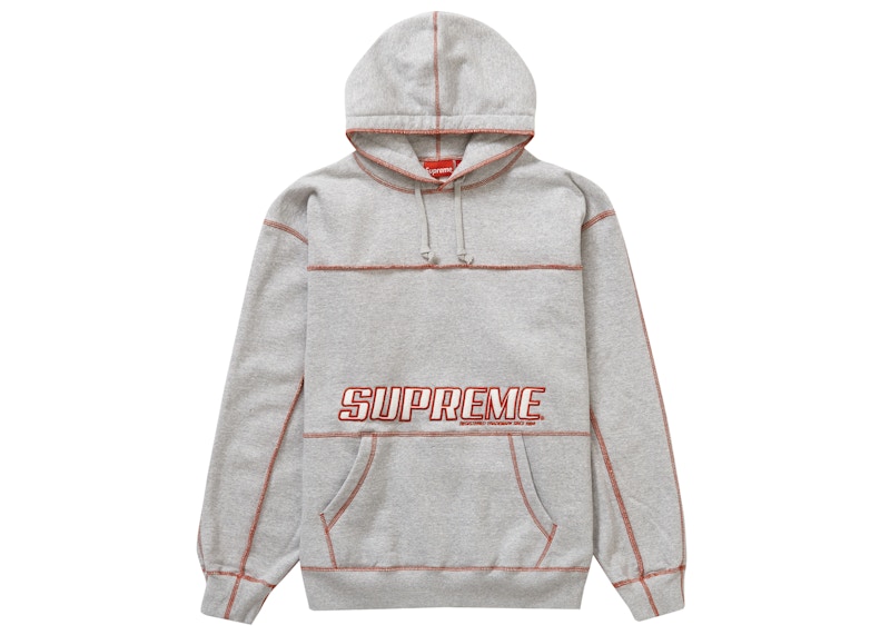Buy Supreme Coverstitch Hooded Sweatshirt 'Heather Grey' Kelabu