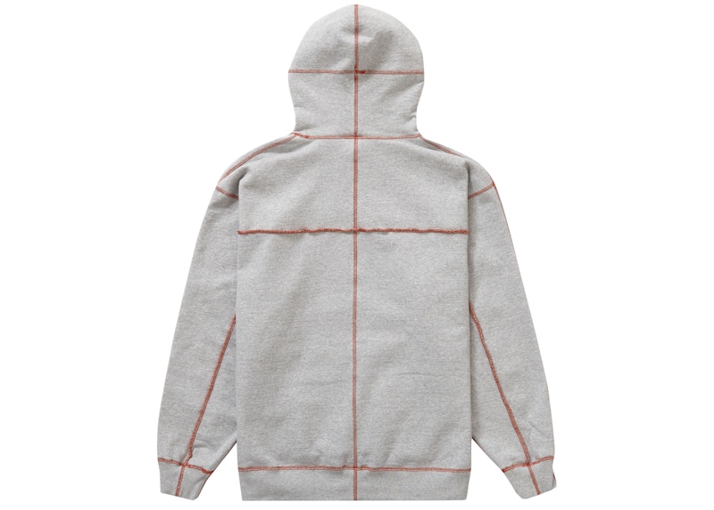 Beli Supreme Coverstitch Hooded Sweatshirt 'Heather Grey' Novelship