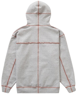 Supreme Coverstitch Hooded Sweatshirt 'Heather Grey' Order Supreme Coverstitch Hooded Sweatshirt 'Heather Grey'