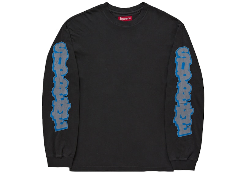 Supreme Cracked Sleeve L/S Top Washed Black