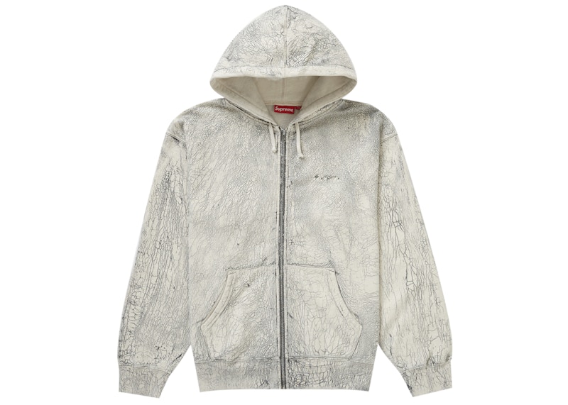 Supreme Crackle Zip Up Hooded Sweatshirt Natural