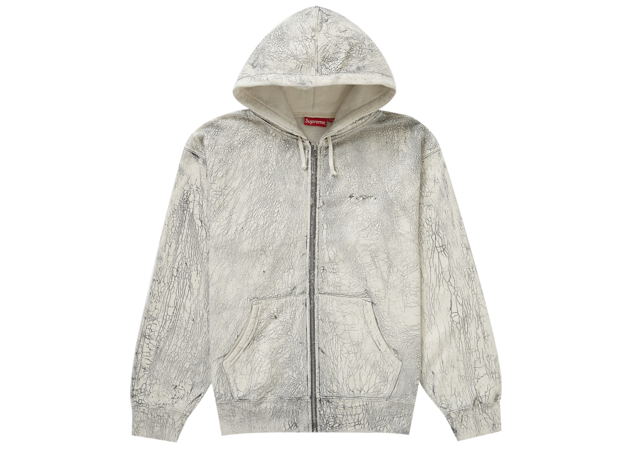 Supreme Crackle Zip Up Hooded Sweatshirt Natural - Novelship