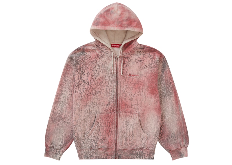 Supreme Crackle Zip Up Hooded Sweatshirt Red