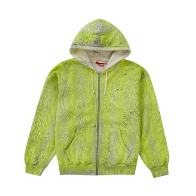 Supreme Crackle Zip Up Hooded Sweatshirt Yellow