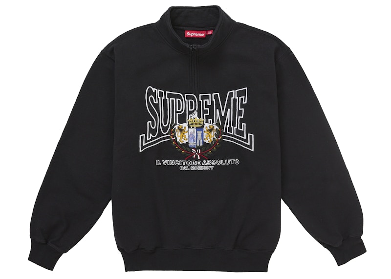 Supreme Crest Applique Half Zip Pullover Black