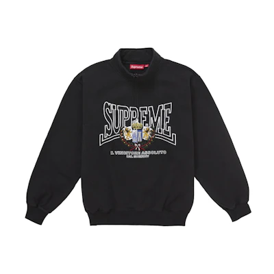 Supreme Crest Applique Half Zip Pullover Black