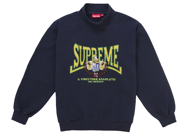 Supreme Crest Applique Half Zip Pullover Navy