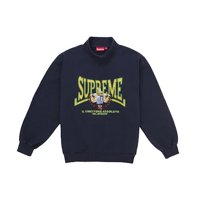 Supreme Crest Applique Half Zip Pullover Navy