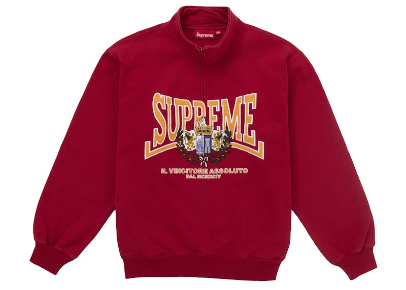 Supreme Crest Applique Half Zip Pullover Red