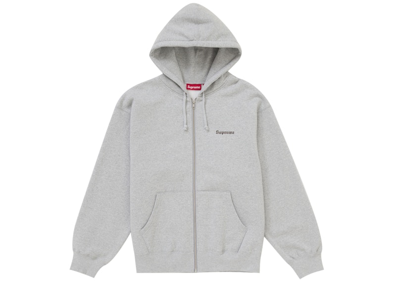 Supreme Crest Zip Up Hooded Sweatshirt Heather Grey