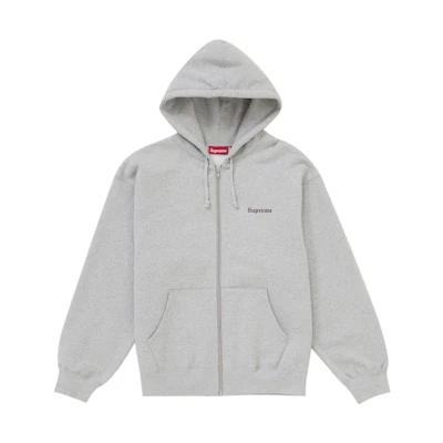Supreme Crest Zip Up Hooded Sweatshirt Heather Grey
