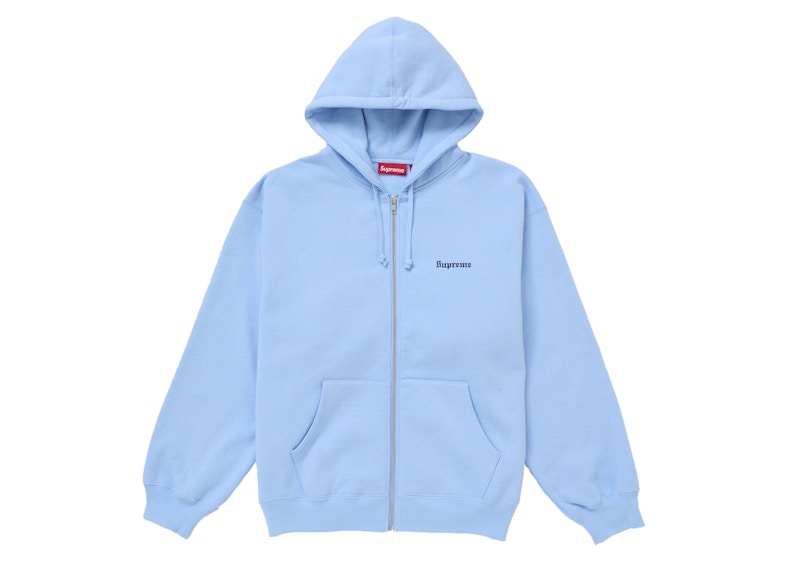 Supreme Crest Zip Up Hooded Sweatshirt Light Blue