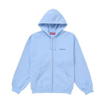 Supreme Crest Zip Up Hooded Sweatshirt Light Blue