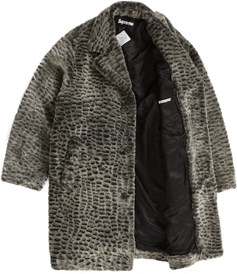 Supreme Croc Faux Fur Overcoat Black - Novelship