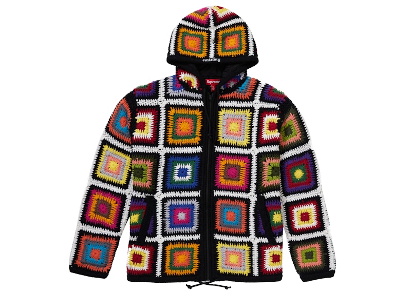 Buy Supreme Crochet Hooded Zip Up Sweater Multicolor - Novelship