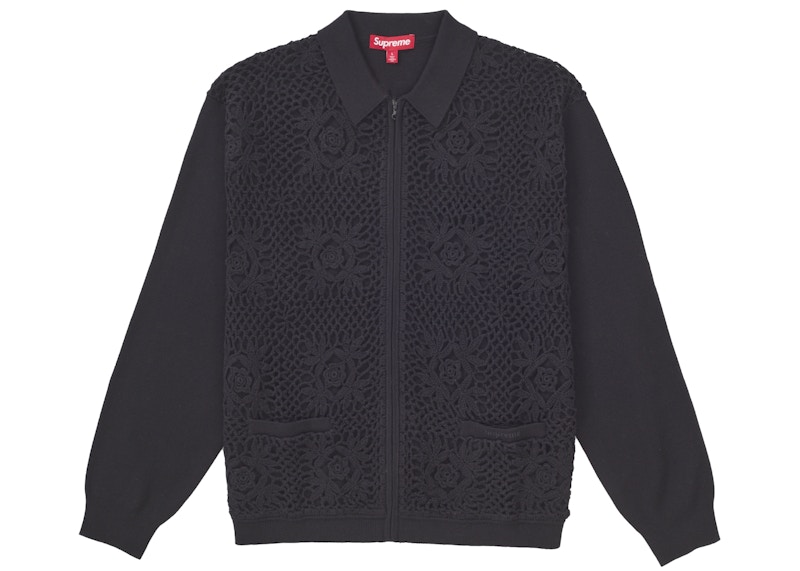 Supreme Crochet Zip Up Cardigan Black