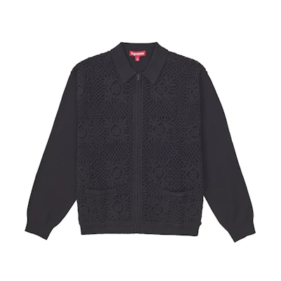 Supreme Crochet Zip Up Cardigan Black