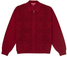 Supreme Crochet Zip Up Cardigan Dark Red Supreme Crochet Zip Up Cardigan Dark Red