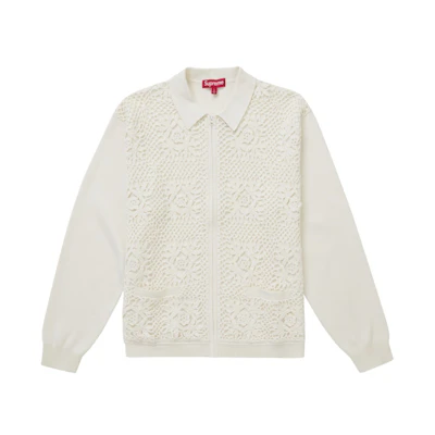 Supreme Crochet Zip Up Cardigan White