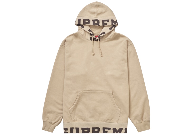 Supreme Cropped Logos Hooded Sweatshirt Tan