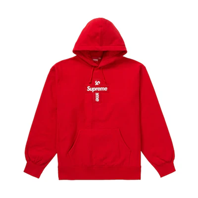 Supreme Cross Box Logo Hooded Sweatshirt Red