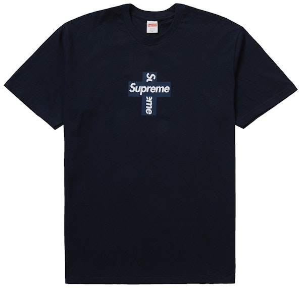 supreme-cross-box-logo-tee-navy