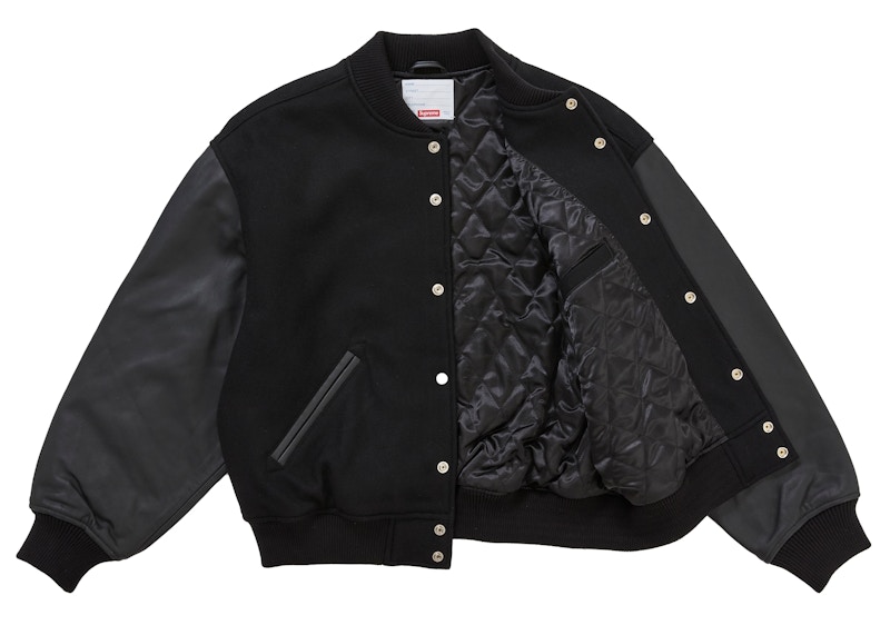 Order Supreme Cross Varsity Jacket Black