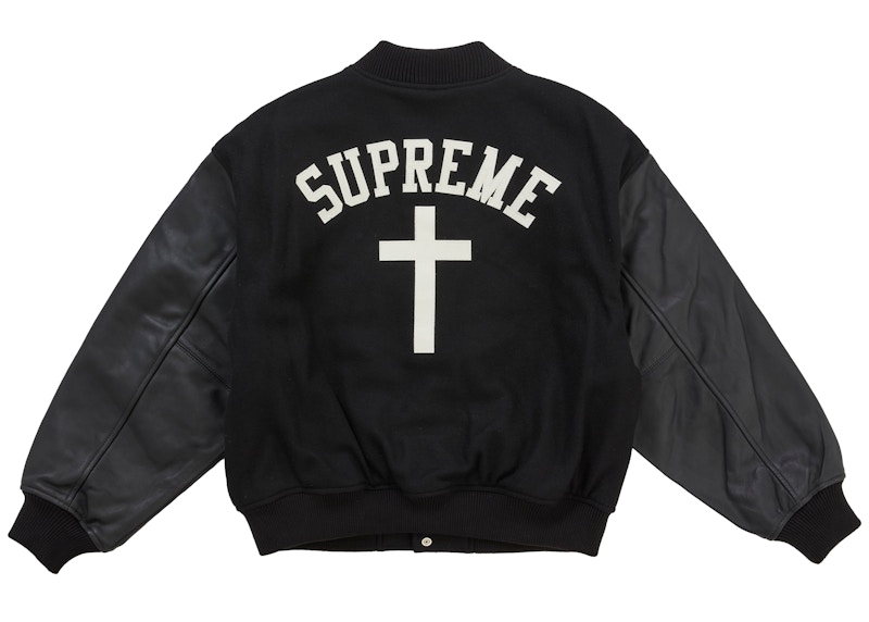 Lookbook Supreme Cross Varsity Jacket Black