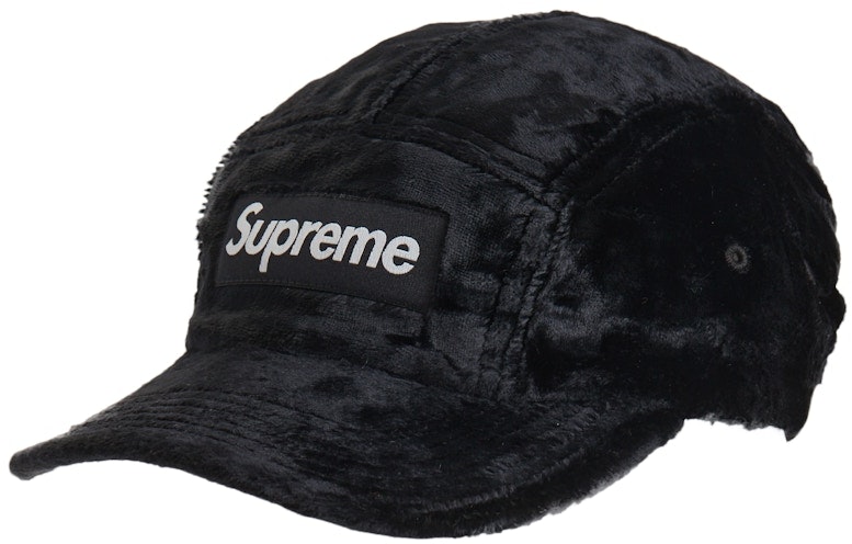 supreme-crushed-velvet-camp-cap-black