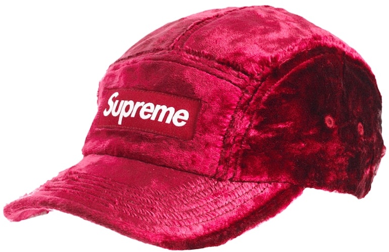 supreme-crushed-velvet-camp-cap-pink
