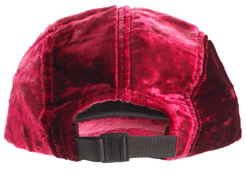 Order Supreme Crushed Velvet Camp Cap 'Pink' Topi Baldu Hancur Merah Jambu
