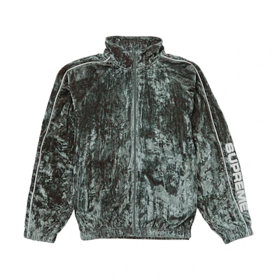 Supreme Crushed Velvet Track Jacket Olive