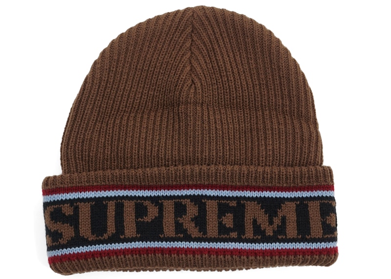 Supreme Cuff Logo Beanie Brown
