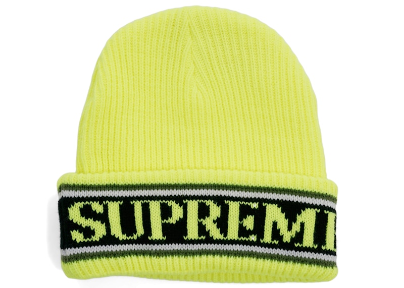 Buy Topi Beanie Supreme Cuff Logo Warna Kuning Fluoresen