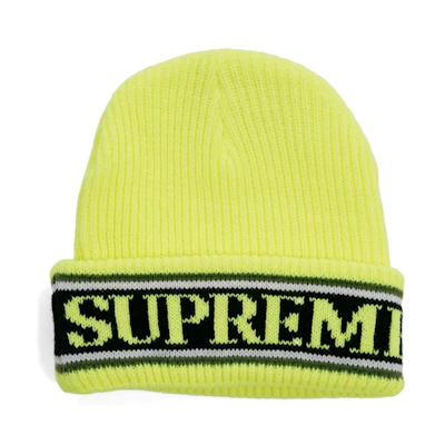 Supreme Cuff Logo Beanie Fluorescent Yellow