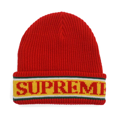 Supreme Cuff Logo Beanie Red