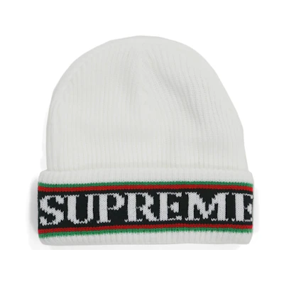 Supreme Cuff Logo Beanie White