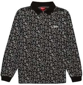 Supreme Currency Jacquard Polo Lengan Panjang Hitam Buy Supreme Currency Jacquard Polo Lengan Panjang Hitam