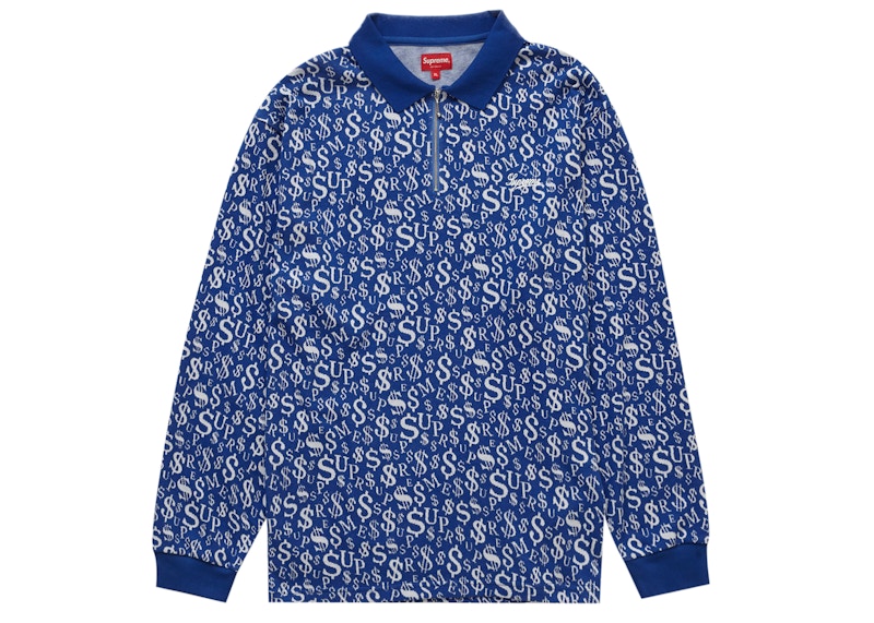 トップス Supreme Currency Jacquard Zip L/S Polo Supreme Currency Jacquard Zip L S Polo (FW22) - $118